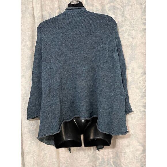Beautiful EILEEN FISHER Linen blend Stretch Simple Cardigan In Midnight Sz large - Picture 4 of 7